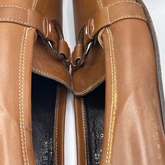 Coach Italy Leather Loafers Square Toe Buckle Brown 6.5B - Picture 10 of 12
